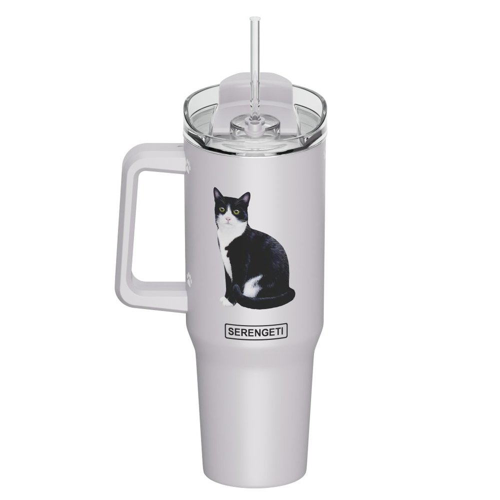 Cat (Black and White) Mug SERENGETI 40 Oz Ultimate Tumbler